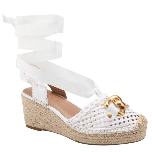 Aerosoles Scarlett Raffia Espadrille‎ Wedge Sandal Size 5 NWB White Strappy - Picture 1 of 8